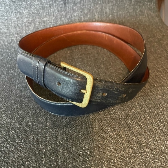 Coach Navy Blue Leather Belt 42 - Picture 1 of 10